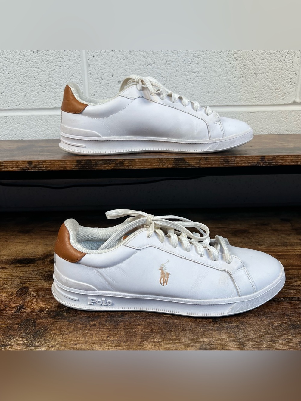 Polo Ralph Lauren Sneakers Heritage‎ Court II White Flesh Pony Casual Men's 8.5